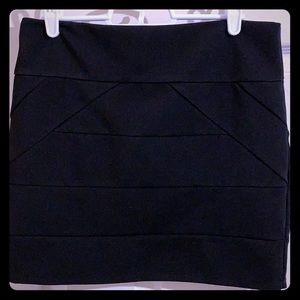 Banded Black Mini Skirt With Silver Zipper